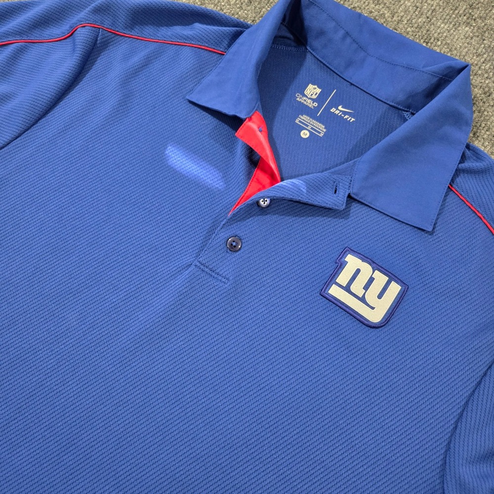 Nike NFL New York Giants Sideline Coaches Dri-FIT Polo Red Piping Gameday Med